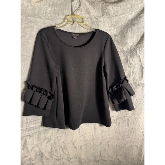 Halogen Tops - Halogen Women Black Bell Sleeve Ruffle Detail‎ Top Size M